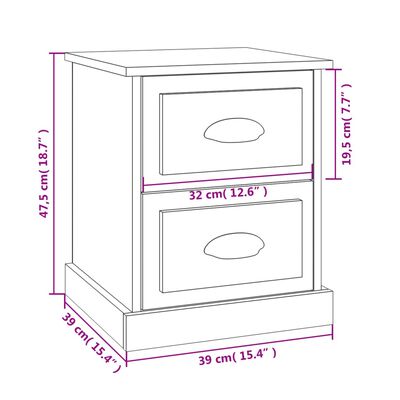 vidaXL Sängbord sonoma-ek 39x39x47,5 cm konstruerat trä