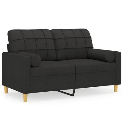 vidaXL 2-sits soffa med prydnadskuddar svart 120 cm tyg