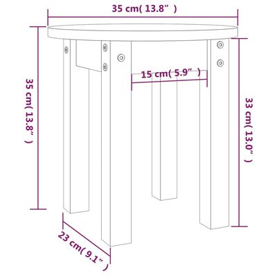 vidaXL Soffbord vit Ø 35x35 cm massiv furu