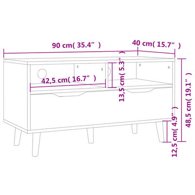 vidaXL Tv-bänk rökfärgad ek 90x40x48,5 cm konstruerat trä