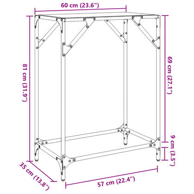 vidaXL Soffbord med transparent glasskiva 60x35x81 cm stål