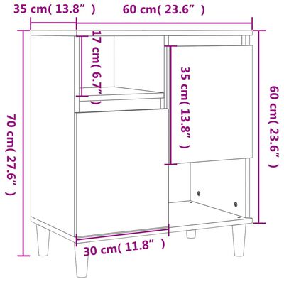 vidaXL Skänk 2 st betonggrå 60x35x70 cm konstruerat trä