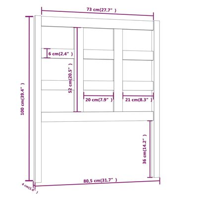 vidaXL Sänggavel grå 80,5x4x100 cm massiv furu