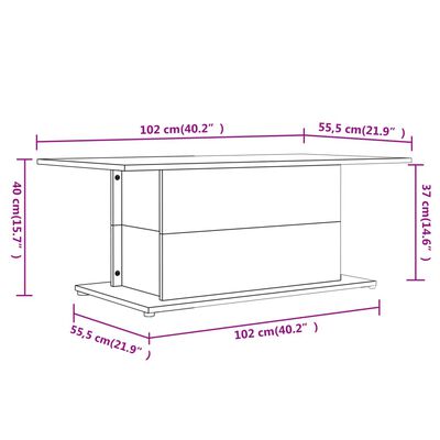 vidaXL Soffbord vit 102x55,5x40 cm konstruerat trä