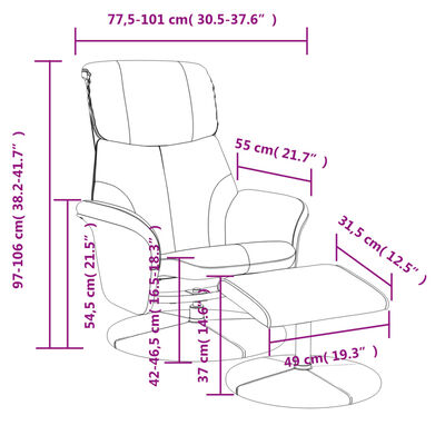 vidaXL Reclinerfåtölj med fotpall svart konstläder