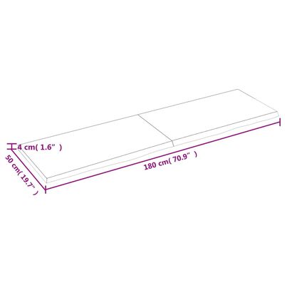 vidaXL Vägghylla mörkbrun 180x50x(2-4) cm behandlad massiv ek