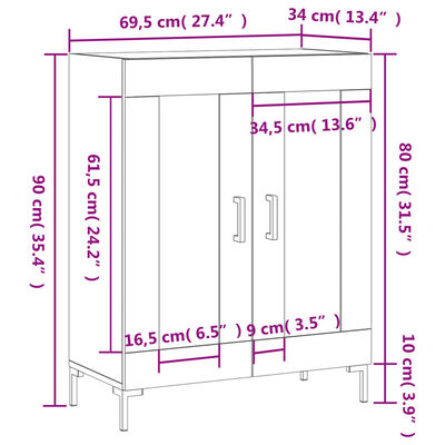 vidaXL Skåp svart 69,5x34x90 cm konstruerat trä