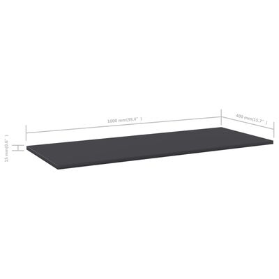 vidaXL Hyllplan 4 st grå 100x40x1,5 cm konstruerat trä