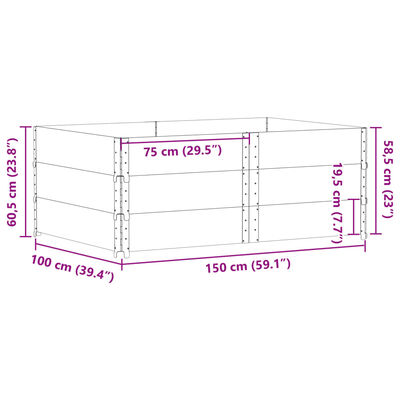 vidaXL Odlingslåda svart 150x100 cm massiv furu