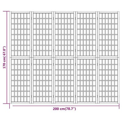 vidaXL Rumsavdelare med 5 paneler japansk stil 200x170 cm