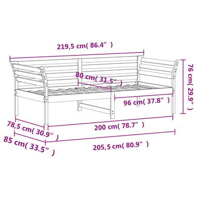 vidaXL Dagbädd utan madrass vaxad brun 80x200 cm massiv furu