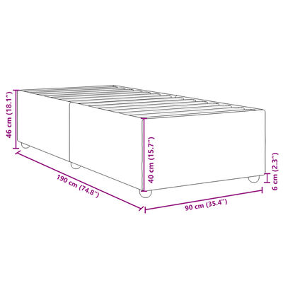 vidaXL Sängram svart 90x190 cm tyg