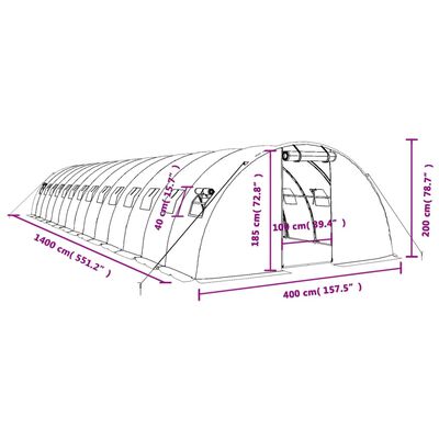 vidaXL Växthus med stålram grön 56 m² 14x4x2 m