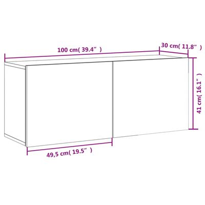 vidaXL Väggmonterad tv-bänk sonoma-ek 100x30x41 cm