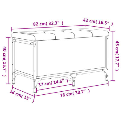 vidaXL Förvaringsbänk sonoma-ek 82x42x45 cm konstruerat trä