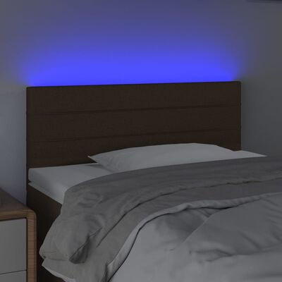 vidaXL Sänggavel LED mörkbrun 90x5x78/88 cm tyg