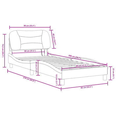 vidaXL Sängram med LED-belysning svart 80x200 cm tyg