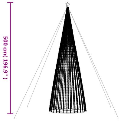 vidaXL Julgranskon 1544 LEDs färgglad 500 cm