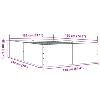 vidaXL Sängram svart 135x190 cm konstruerat trä