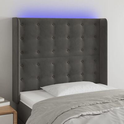 vidaXL Sänggavel LED mörkgrå 93x16x118/128 cm sammet