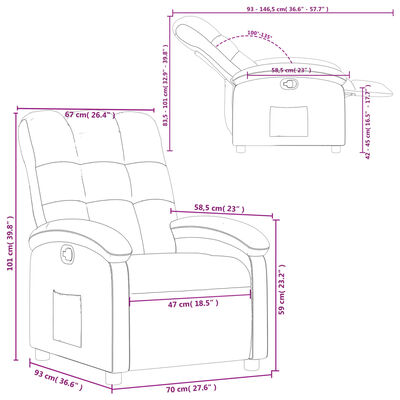 vidaXL Reclinerfåtölj taupe tyg