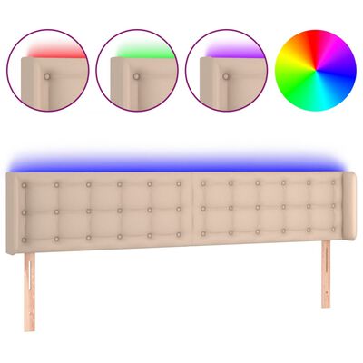 vidaXL Sänggavel LED cappuccino 183x16x78/88 cm konstläder