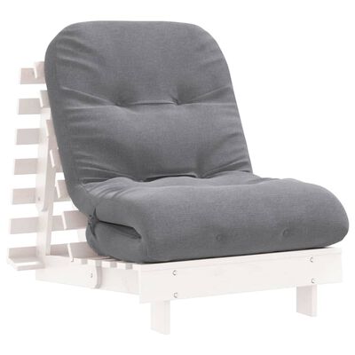 vidaXL Futonbäddsoffa med madrass vit 70x206x11 cm massiv furu