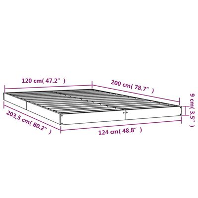 vidaXL Sängram honungsbrun 120x200 cm massiv furu