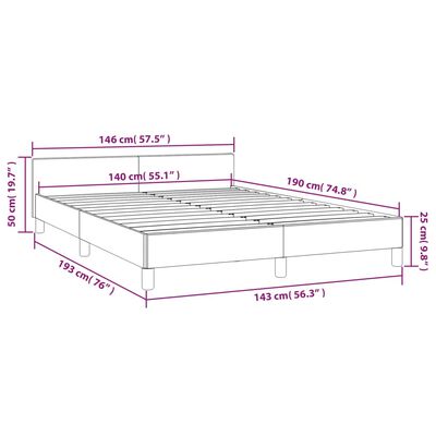 vidaXL Sängram utan madrass gräddvit 140x190 cm tyg