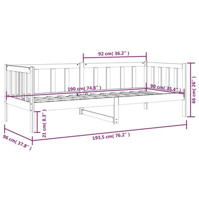 vidaXL Dagbädd utan madrass 90x190 cm massiv furu