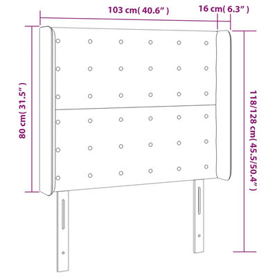 vidaXL Sänggavel med kanter rosa 103x16x118/128 cm sammet