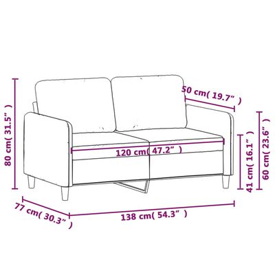 vidaXL 2-sitssoffa ljusgrå 120 cm sammet