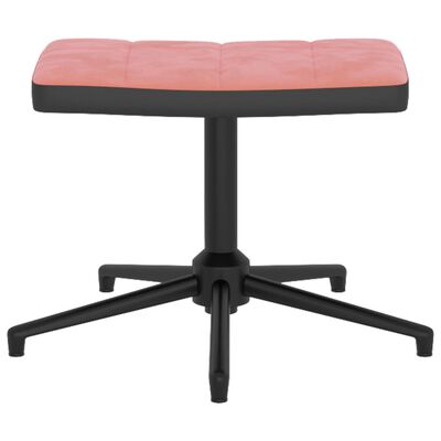 vidaXL Vilstol med fotpall rosa sammet och PVC