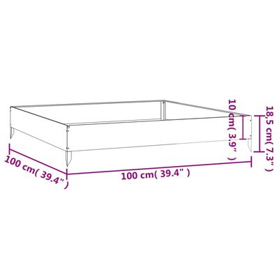 vidaXL Odlingslåda upphöjd 100x100x18,5 cm rosttrögt stål