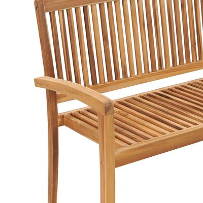 vidaXL Stapelbar trädgårdsbänk med dyna 128,5 cm massiv teak