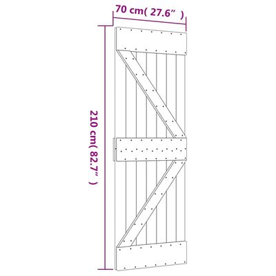 vidaXL Skjutdörr med beslag 70x210 cm massiv furu