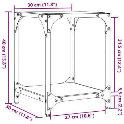 vidaXL Soffbord med transparent glasskiva 2 st 30x30x40 cm stål