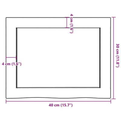 vidaXL Bänkskiva badrum ljusbrun 40x30x(2-6) cm behandlat massivt trä