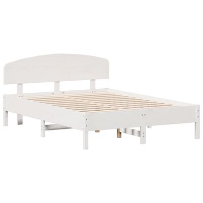 vidaXL Sängram utan madrass vit 135x190 cm massiv furu