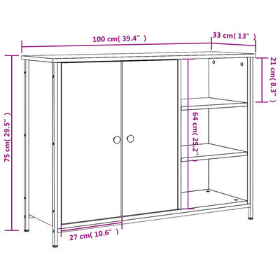 vidaXL Skänk svart 100x33x75 cm konstruerat trä