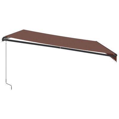 vidaXL Markis manuellt infällbar med LEDs brun 500x350 cm