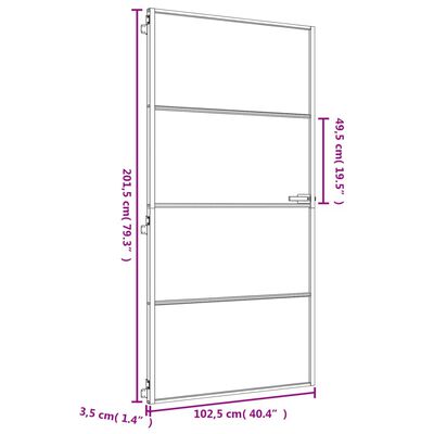 vidaXL Innerdörr guld 102,5x201,5 cm härdat glas och aluminium slim