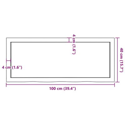 vidaXL Vägghylla ljusbrun 100x40x(2-4) cm behandlad massiv ek