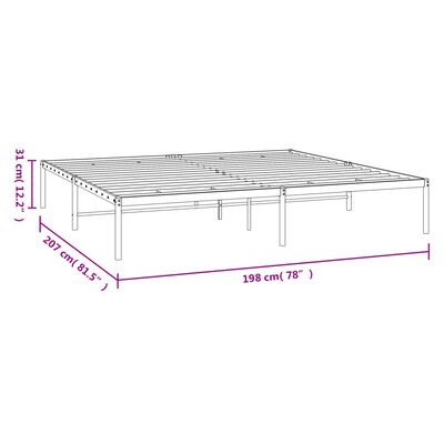 vidaXL Sängram metall vit 193x203 cm