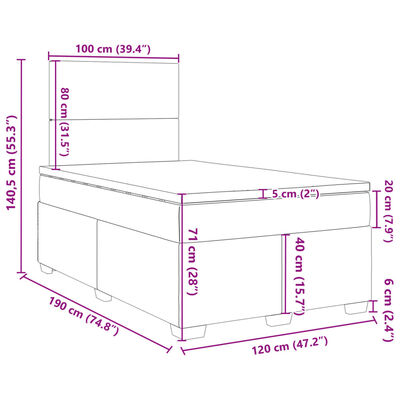 vidaXL Ramsäng med madrass svart 120x190 cm sammet