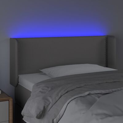 vidaXL Sänggavel LED grå 103x16x78/88 cm konstläder