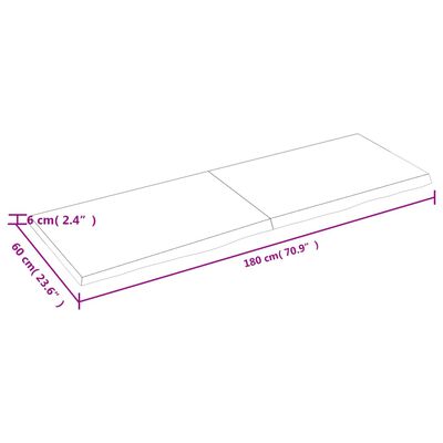 vidaXL Bänkskiva badrum mörkbrun 180x60x(2-6) cm behandlat massivt trä