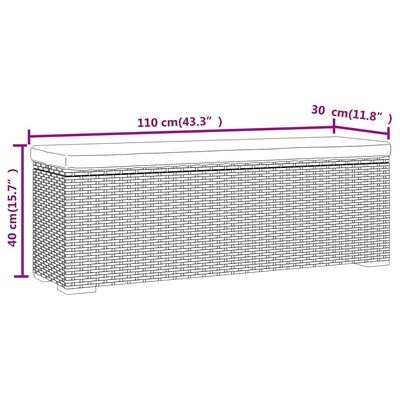 vidaXL Fotpall med dyna svart 110x30x40 cm konstrotting