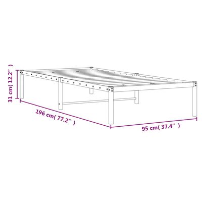 vidaXL Sängram metall svart 90x190 cm