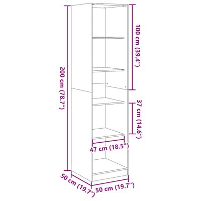 vidaXL Garderob vit 50x50x200 cm konstruerat trä